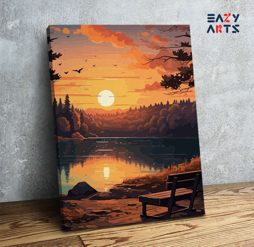 Sunset Serenity by the Lake Paint by Numbers Kit