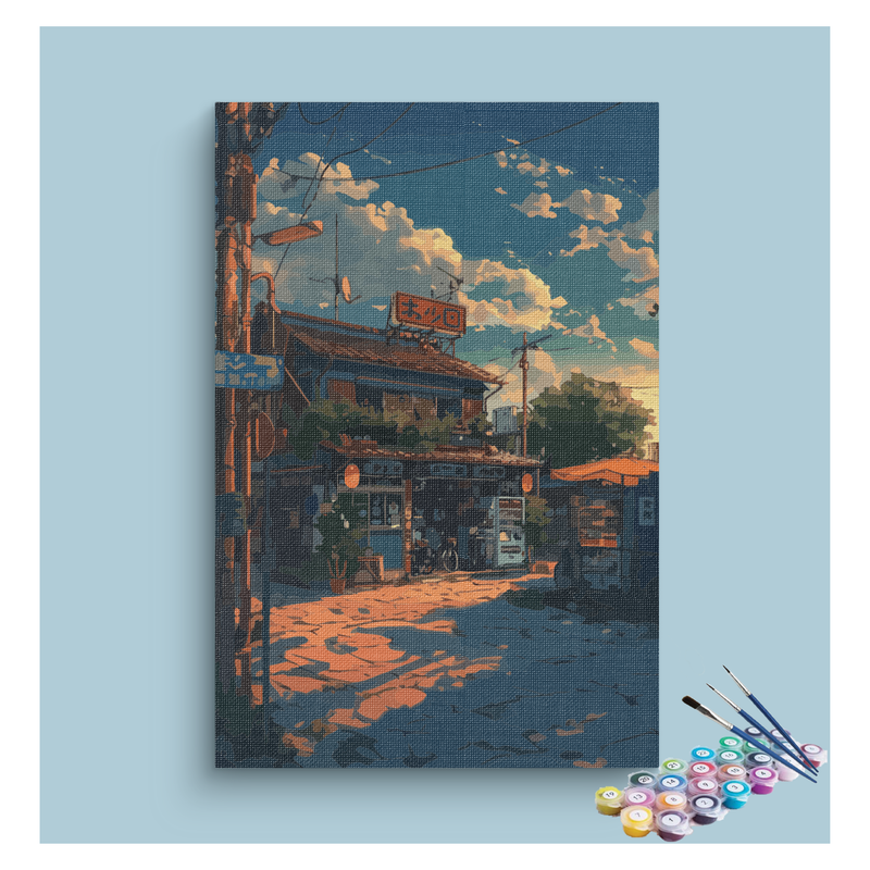 Sunset Street Corner Paint by Numbers Kit