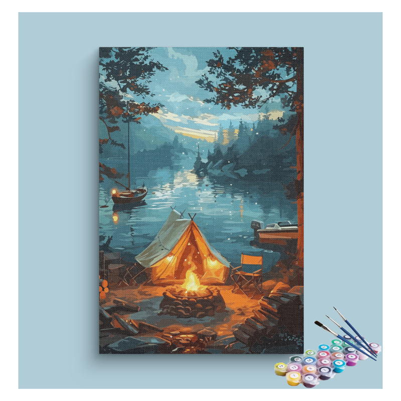 Lakeside Campfire Escape Paint by Numbers Kit