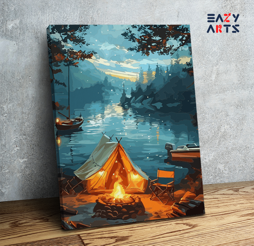 Lakeside Campfire Escape Paint by Numbers Kit