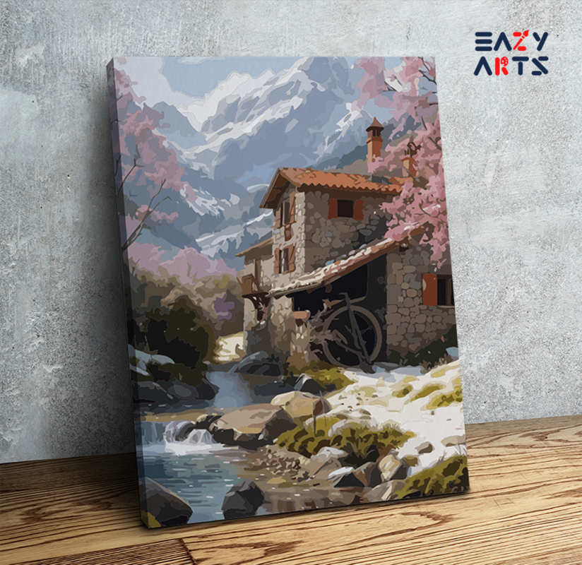 Mountain Stream Cottage Paint by Numbers Kit