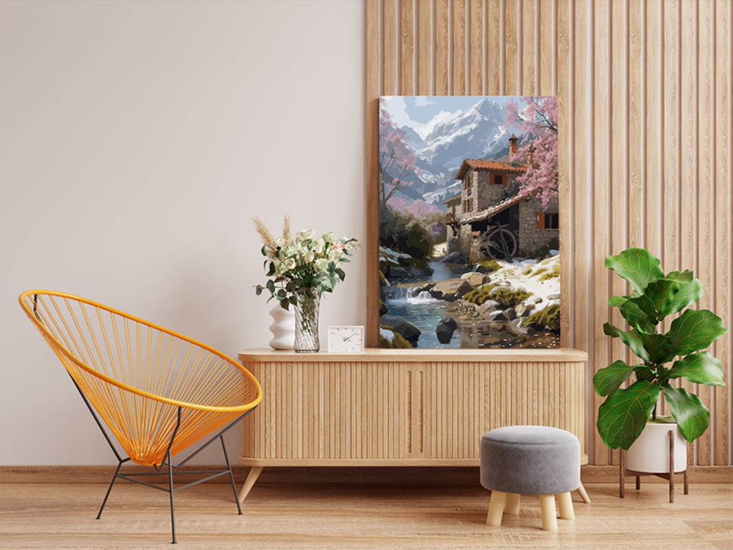 Mountain Stream Cottage Paint by Numbers Kit