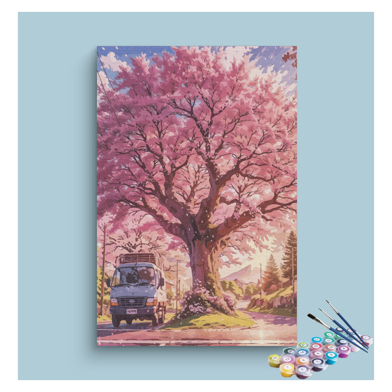 Cherry Blossom Roadside Paint by Numbers Kit