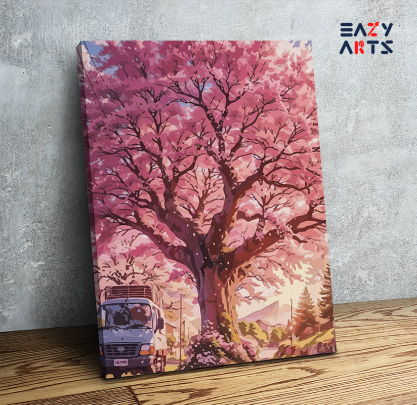 Cherry Blossom Roadside Paint by Numbers Kit