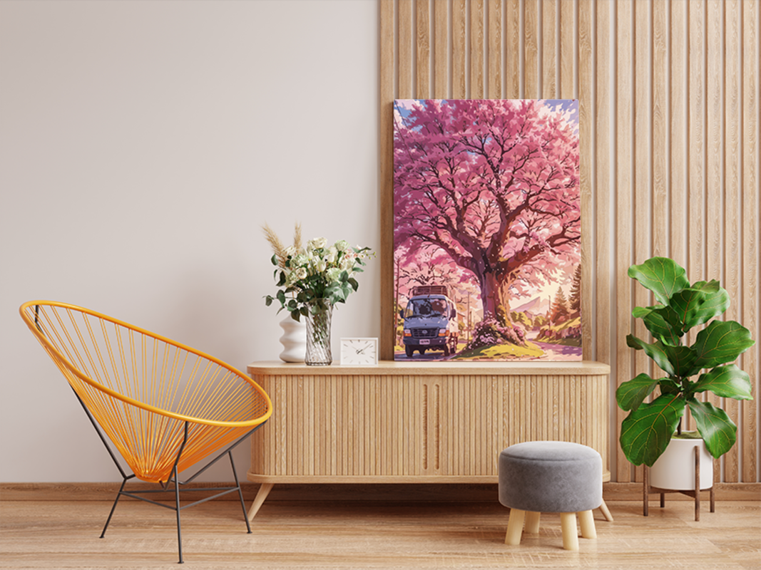 Cherry Blossom Roadside Paint by Numbers Kit