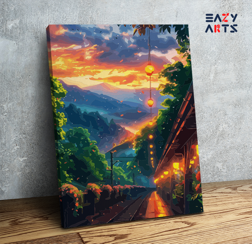 Evening Lantern Railway Paint by Numbers Kit