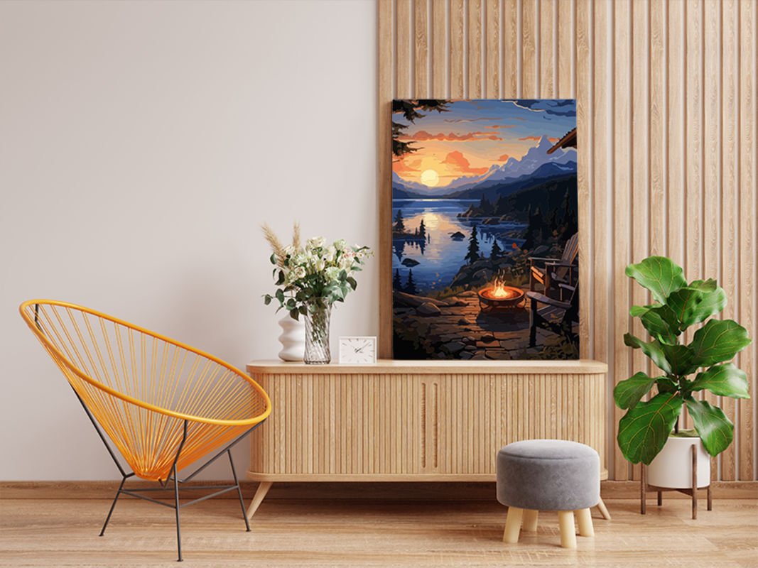 Lakeside Sunset Campfire Paint by Numbers Kit