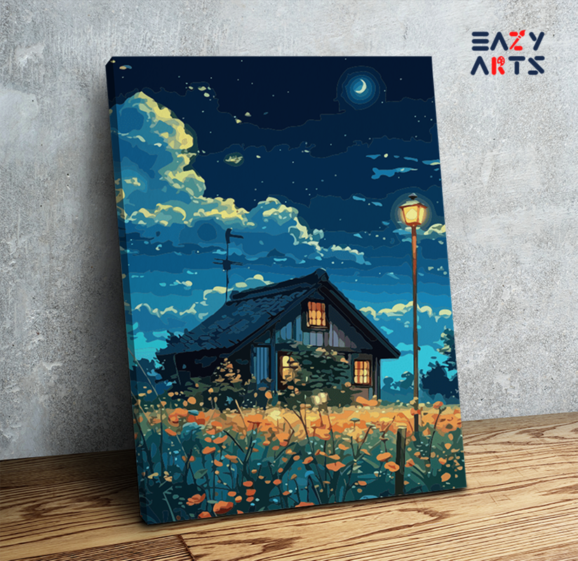 Moonlit Cottage Garden Paint by Numbers Kit