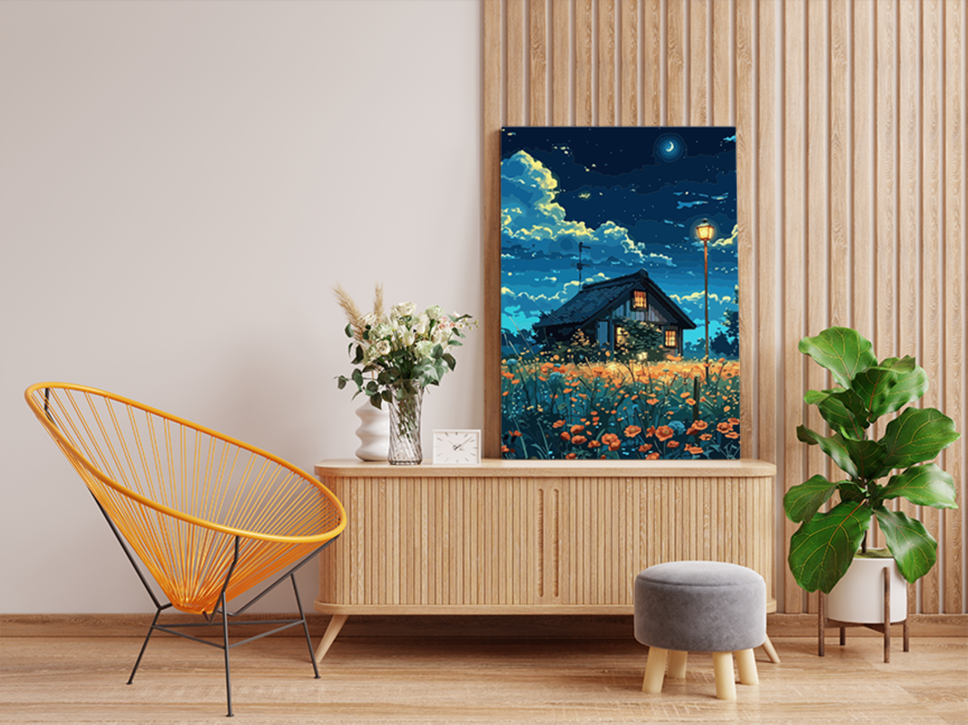 Moonlit Cottage Garden Paint by Numbers Kit