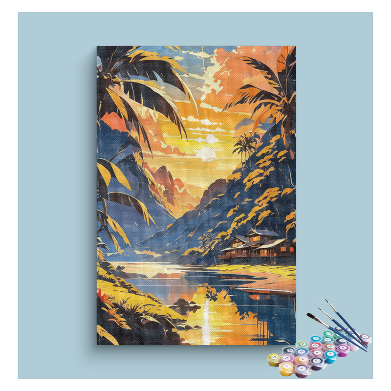 Tropical Sunset Retreat Paint by Numbers Kit