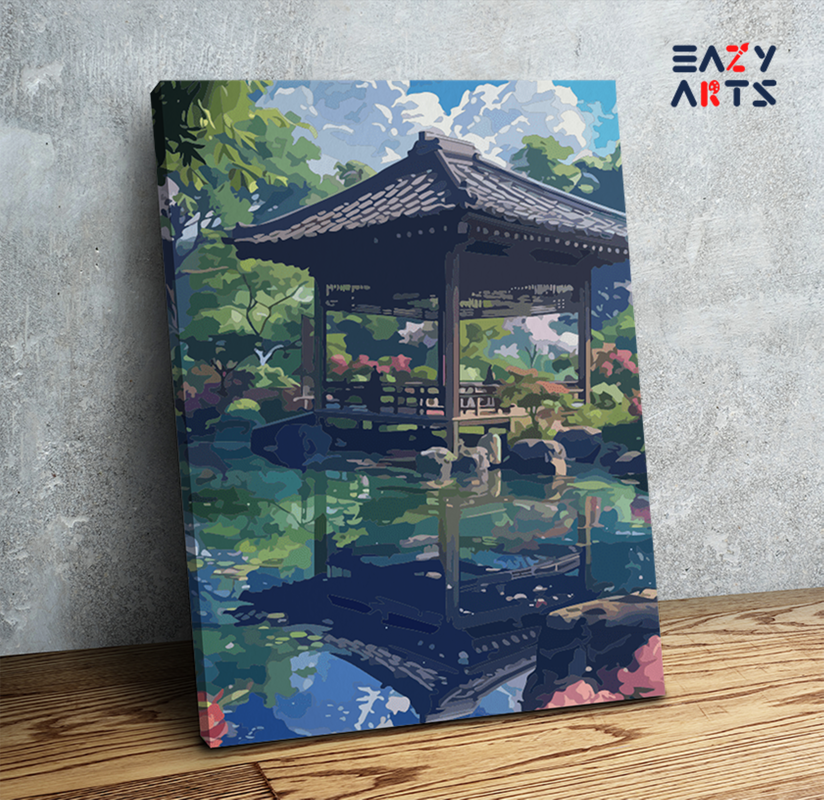 Tranquil Garden Pavilion Paint by Numbers Kit