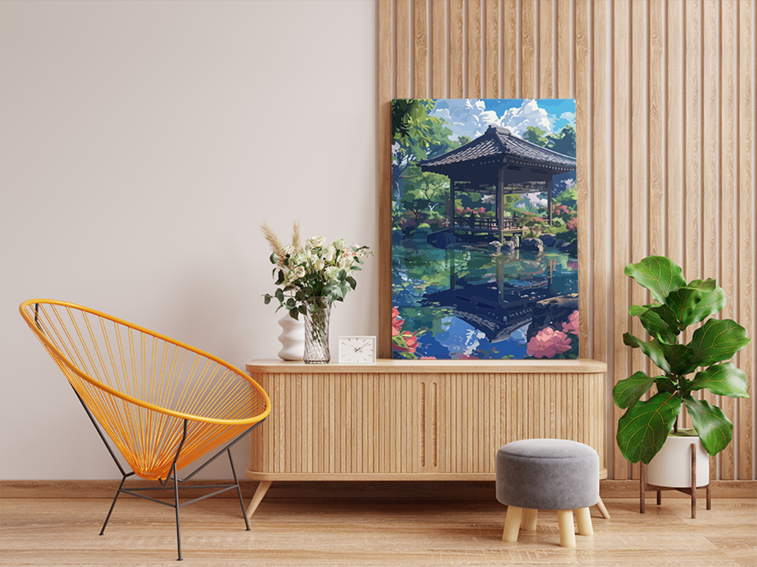 Tranquil Garden Pavilion Paint by Numbers Kit