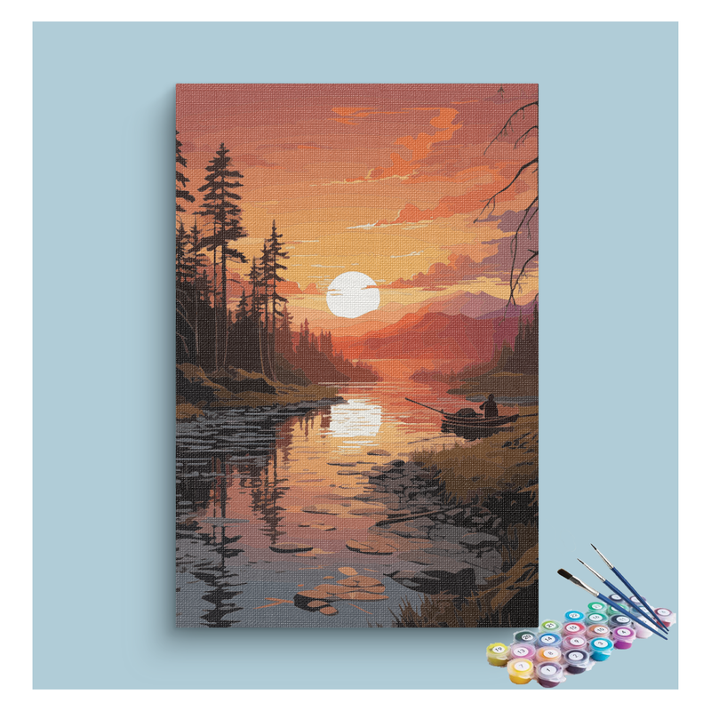 River Sunset Serenity Paint by Numbers Kit