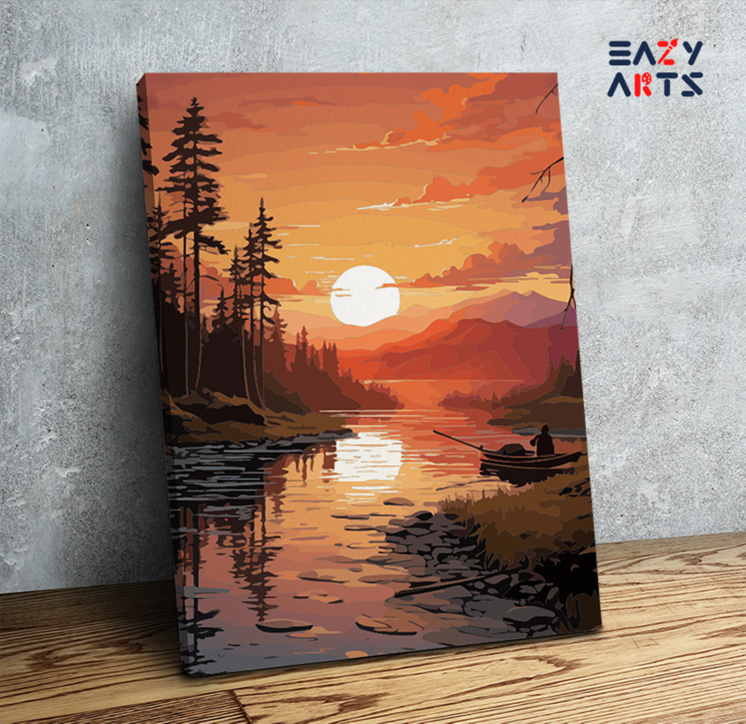 River Sunset Serenity Paint by Numbers Kit