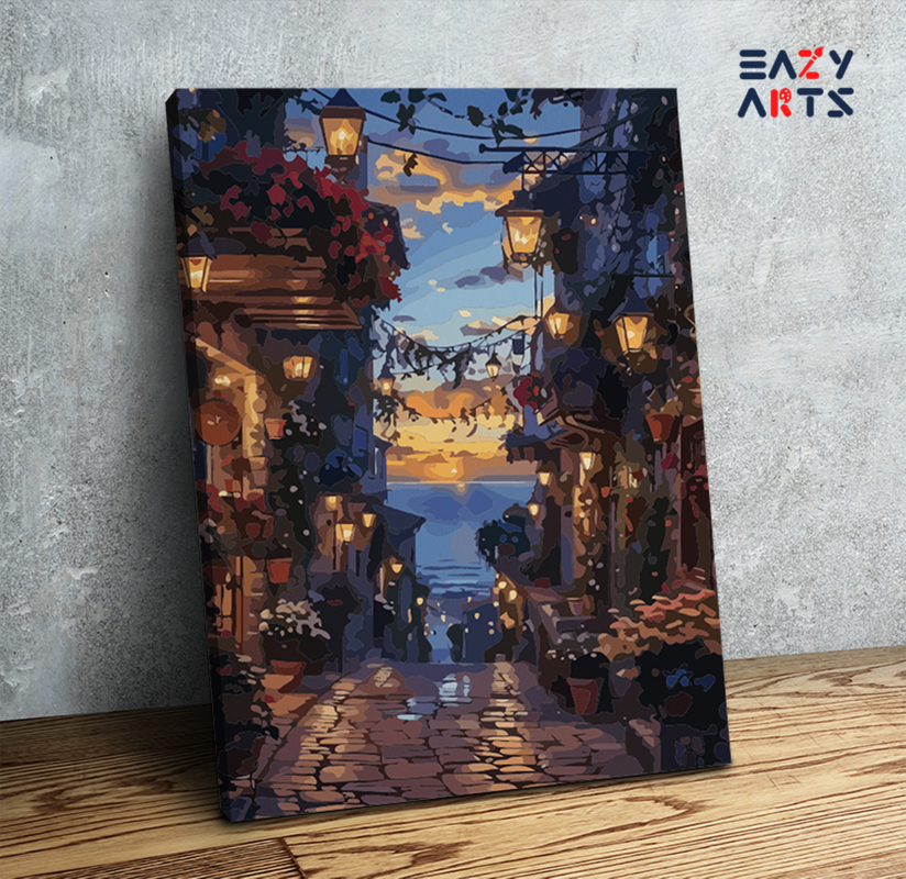 Evening Lantern Street Paint by Numbers Kit