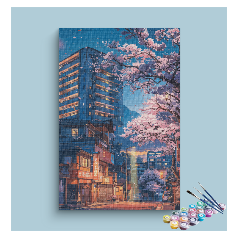 Cherry Blossom City Lights Paint by Numbers Kit