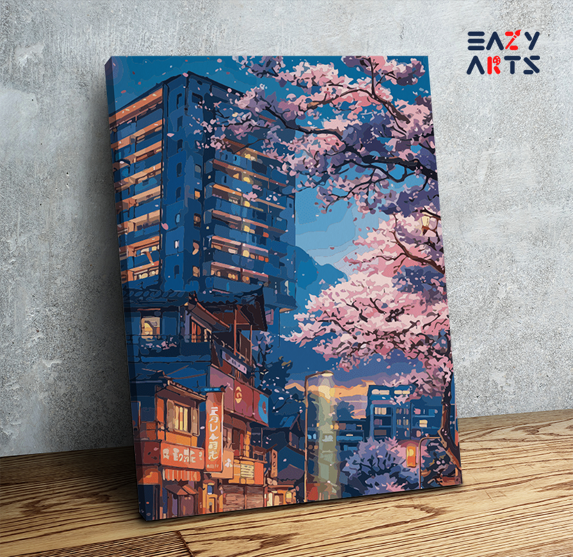 Cherry Blossom City Lights Paint by Numbers Kit