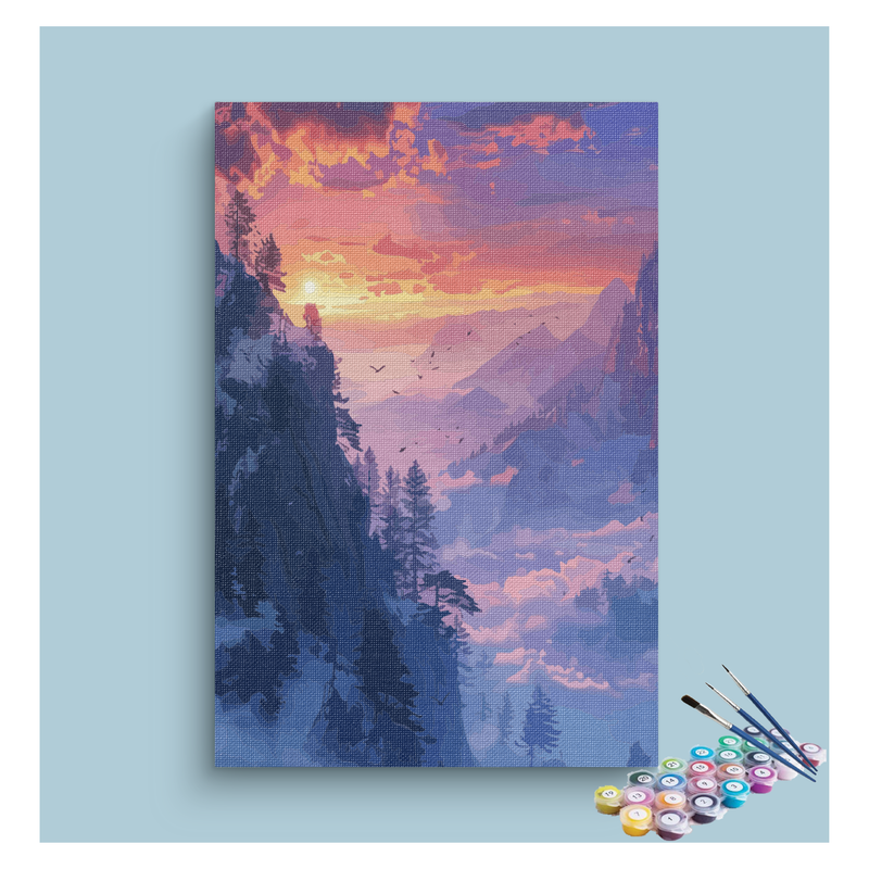 Tranquil Mountain Sunrise Paint by Numbers Kit