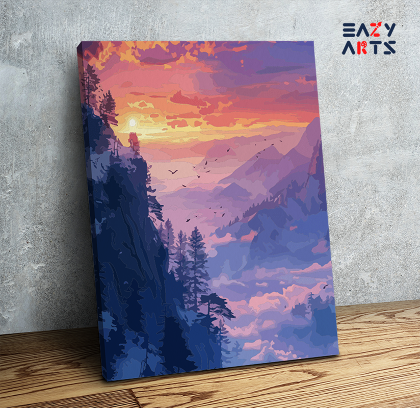Tranquil Mountain Sunrise Paint by Numbers Kit