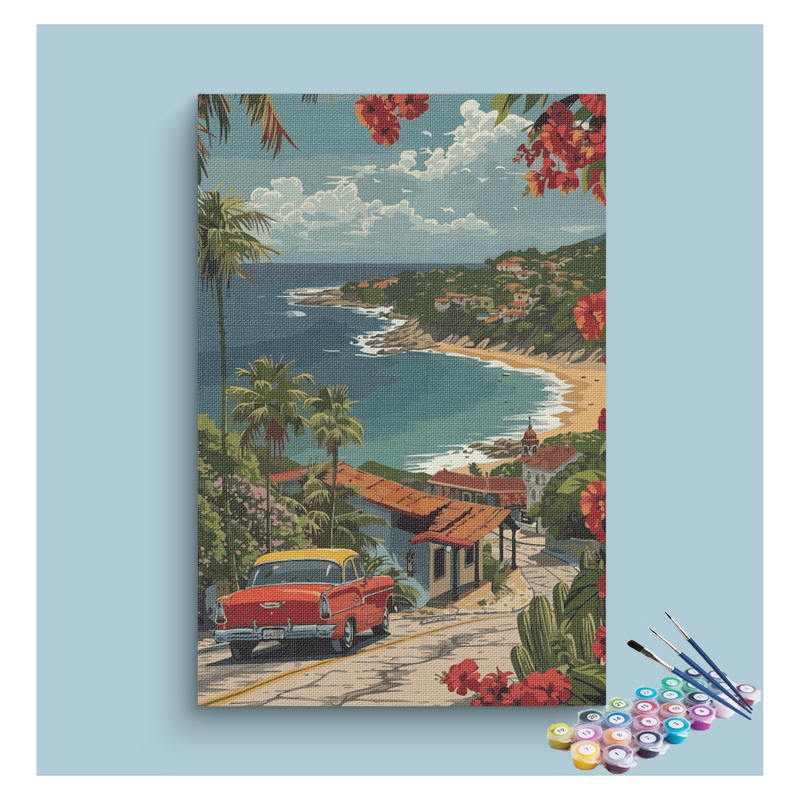 Retro Coastal Drive Paint by Numbers Kit