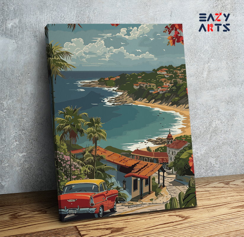 Retro Coastal Drive Paint by Numbers Kit