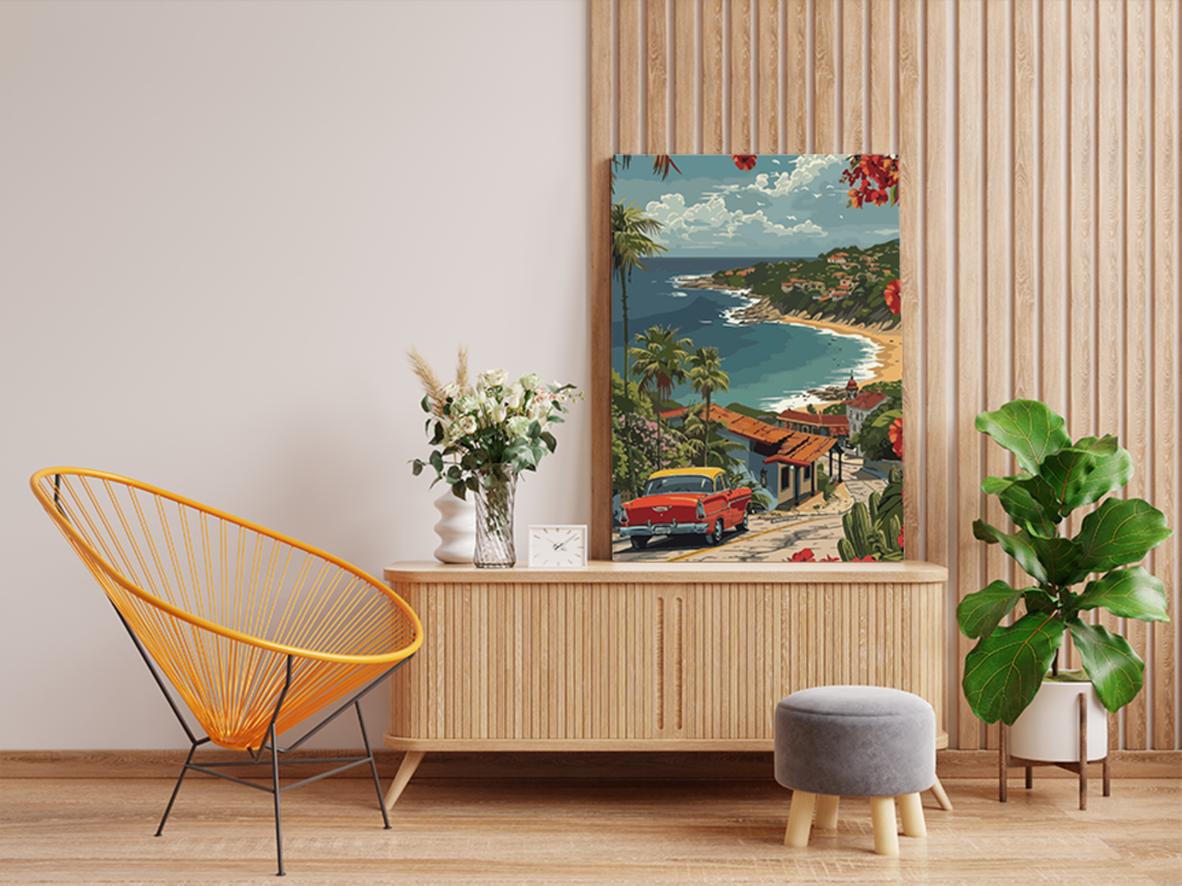 Retro Coastal Drive Paint by Numbers Kit