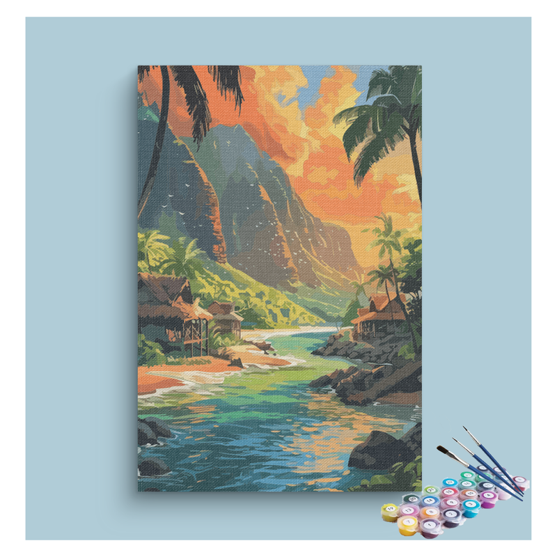 Tropical Sunset Paradise Paint by Numbers Kit