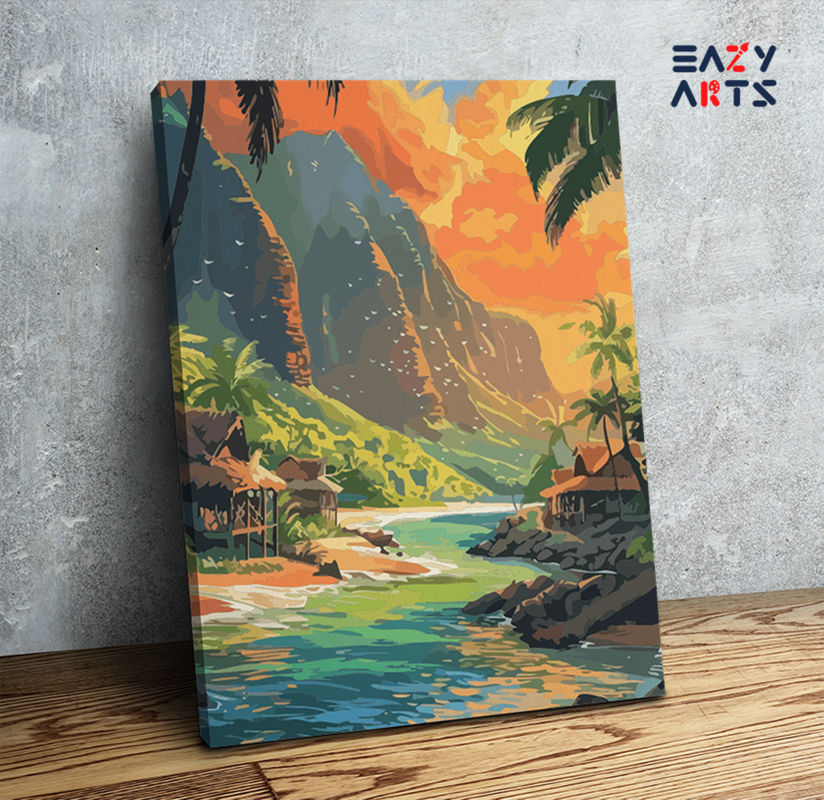 Tropical Sunset Paradise Paint by Numbers Kit