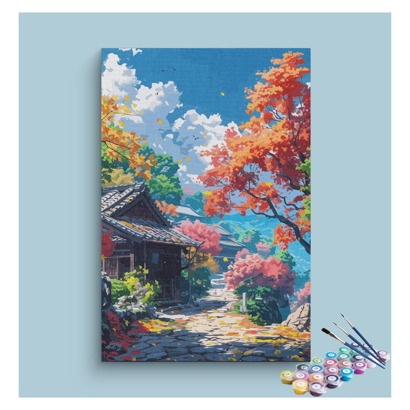 Autumn Village Path Paint by Numbers Kit