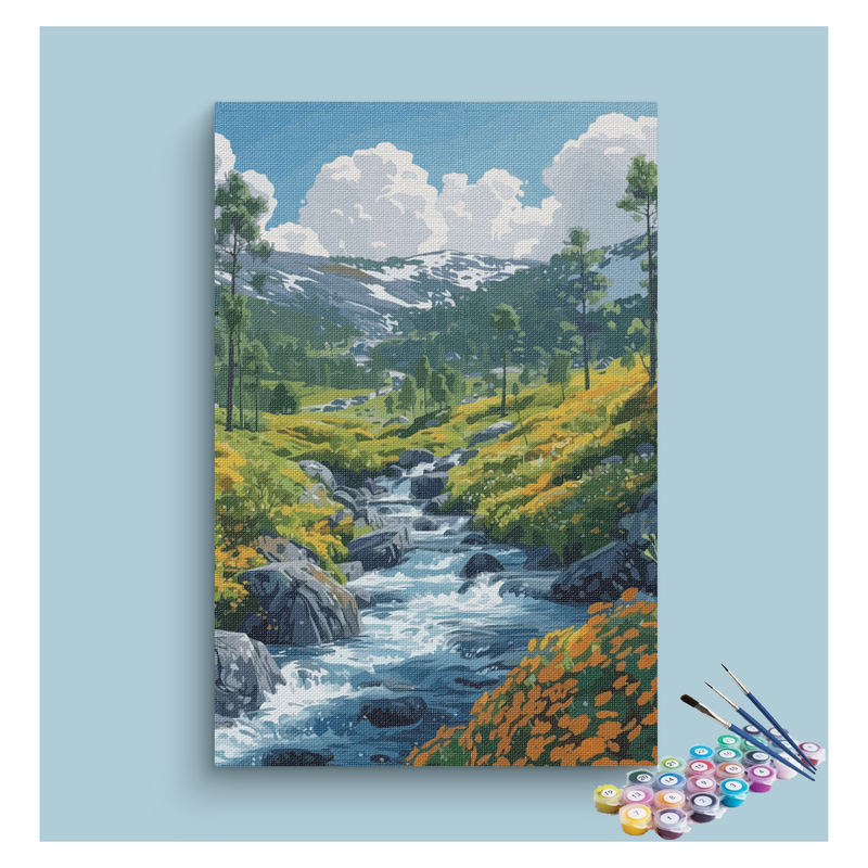 Mountain Stream Landscape Paint by Numbers Kit