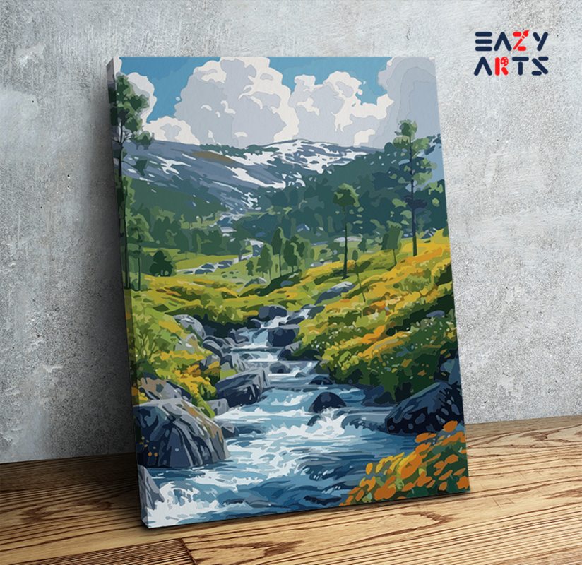 Mountain Stream Landscape Paint by Numbers Kit