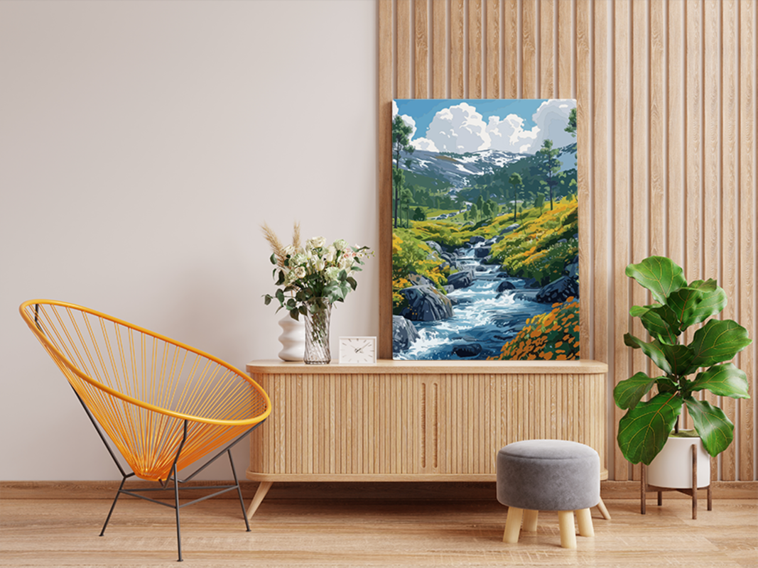 Mountain Stream Landscape Paint by Numbers Kit