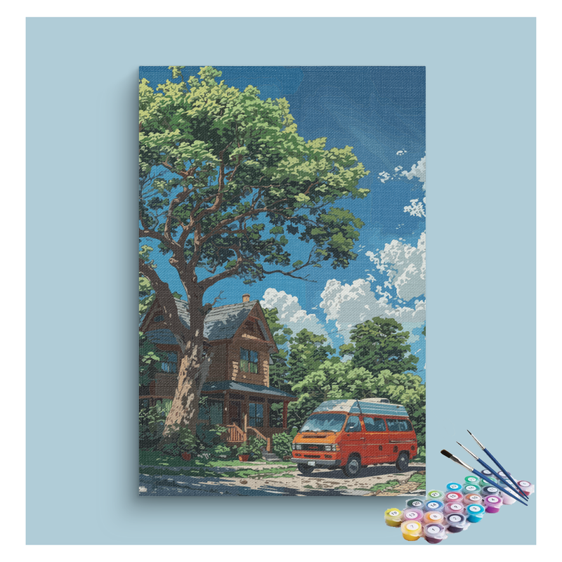 Cozy Cabin with Camper Van Paint by Numbers Kit