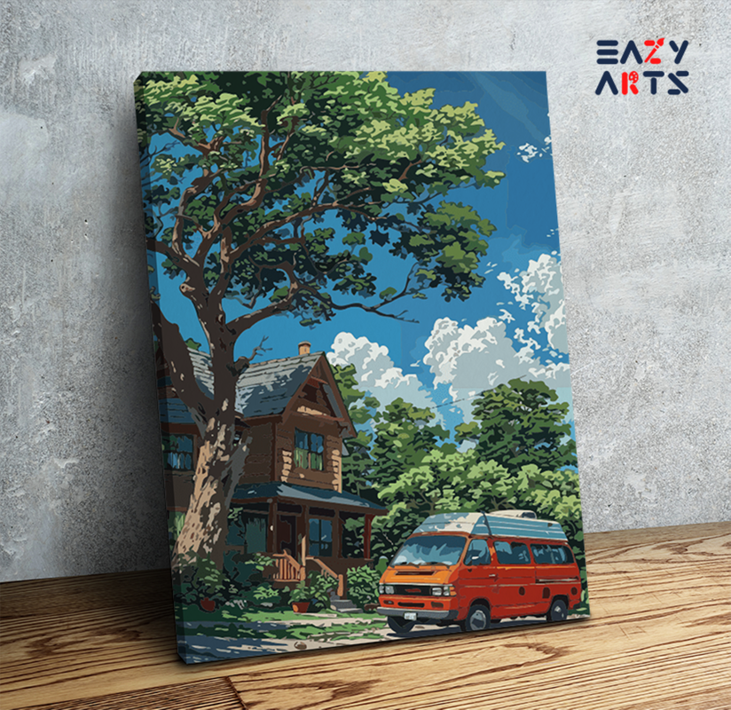 Cozy Cabin with Camper Van Paint by Numbers Kit