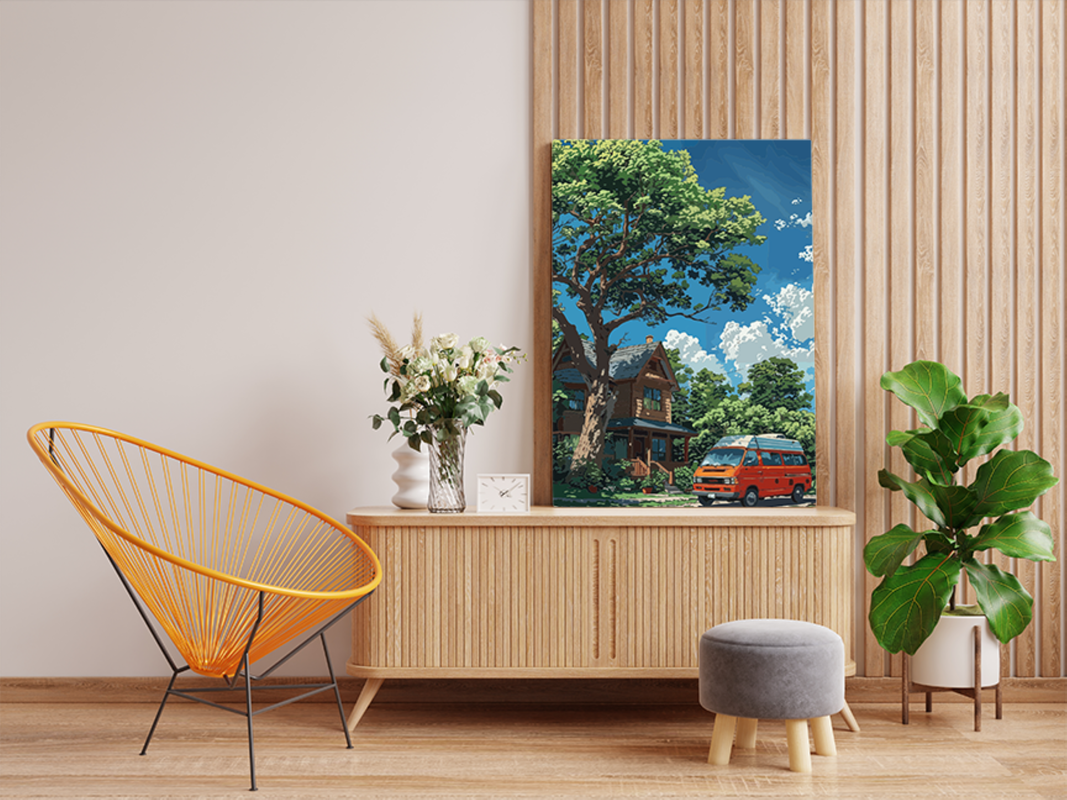 Cozy Cabin with Camper Van Paint by Numbers Kit