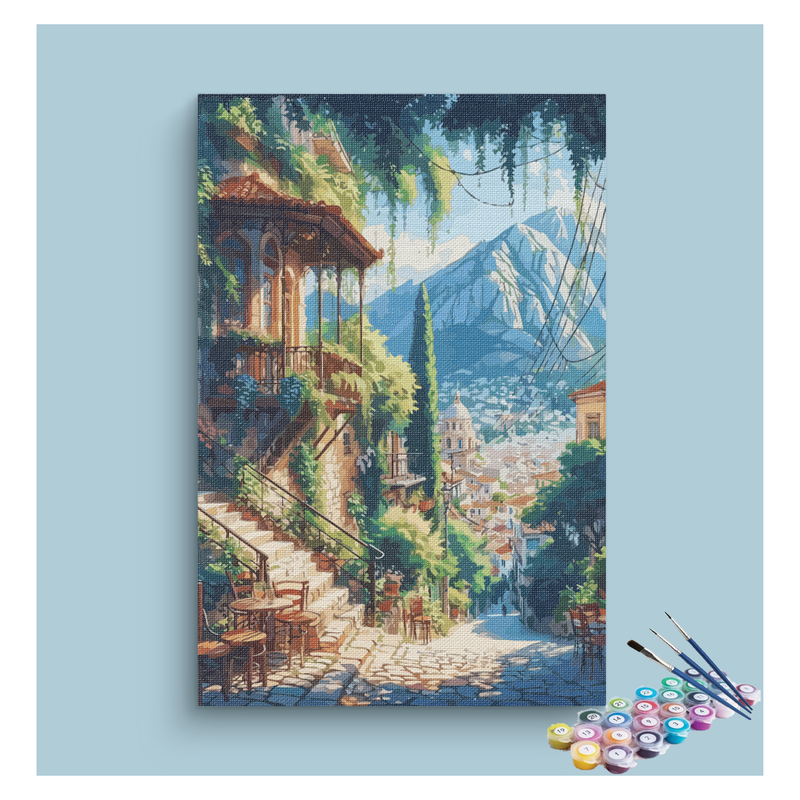 Serene Mediterranean Village Paint by Numbers Kit