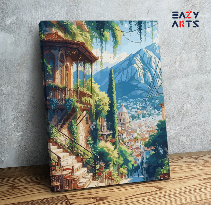 Serene Mediterranean Village Paint by Numbers Kit