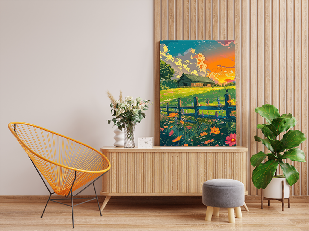 Sunset Cottage in Bloom Paint by Numbers Kit