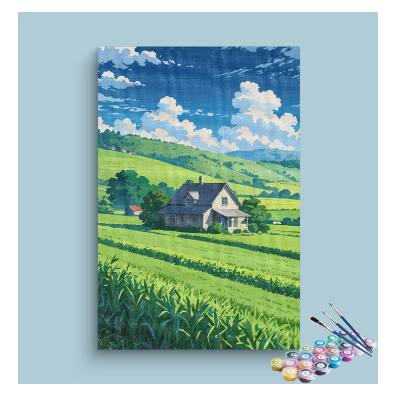 Countryside Farmhouse Landscape Paint by Numbers Kit