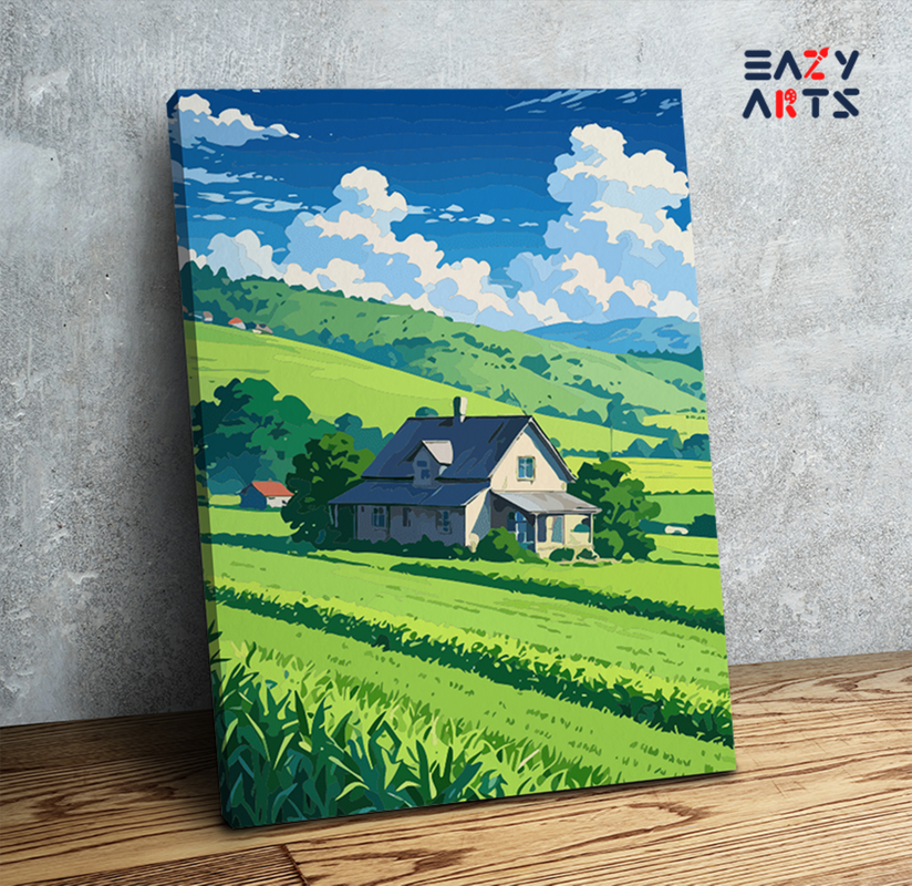 Countryside Farmhouse Landscape Paint by Numbers Kit