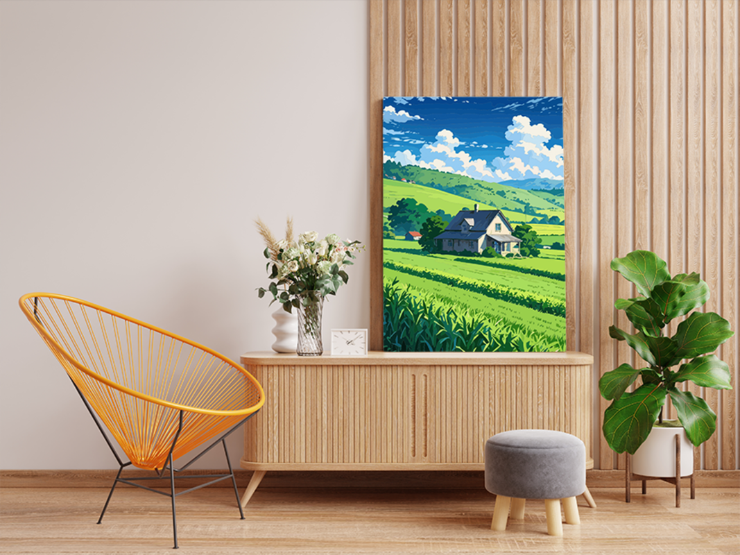 Countryside Farmhouse Landscape Paint by Numbers Kit