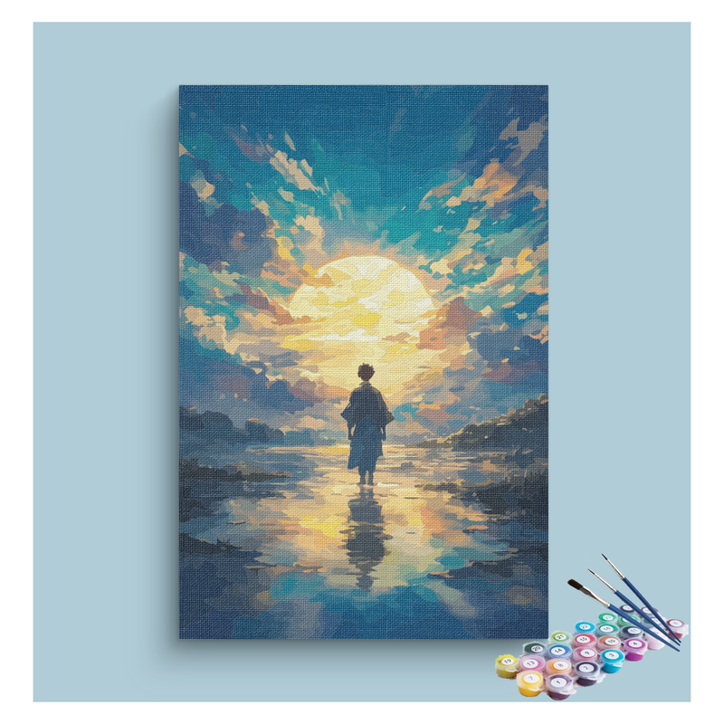Sunset Reflection Silhouette Paint by Numbers Kit