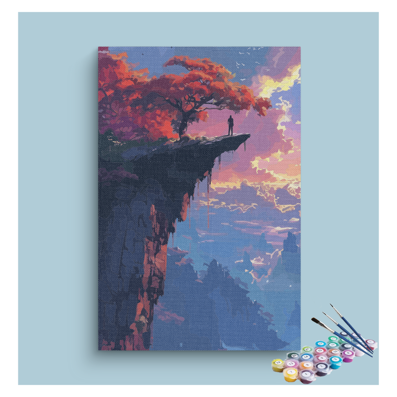 Man on Cliff Sunset Adventure Paint by Numbers Kit
