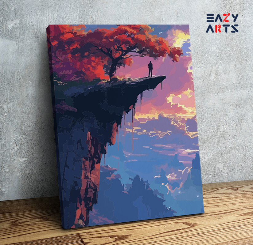 Man on Cliff Sunset Adventure Paint by Numbers Kit