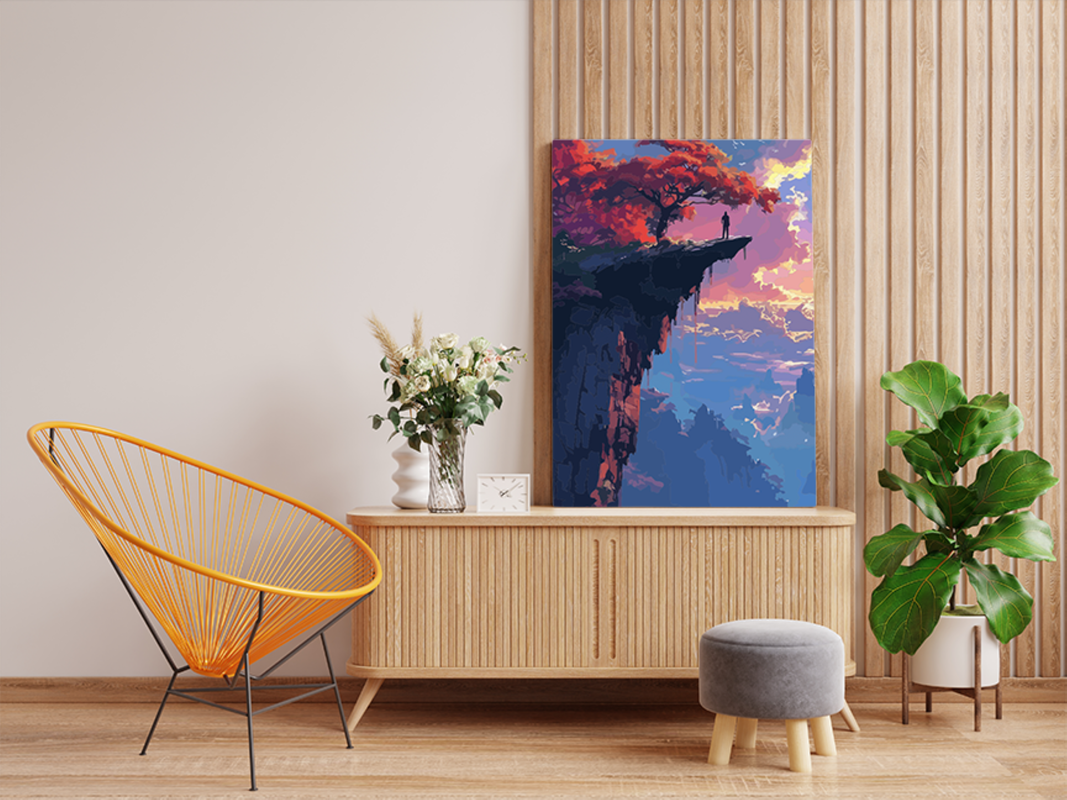 Man on Cliff Sunset Adventure Paint by Numbers Kit