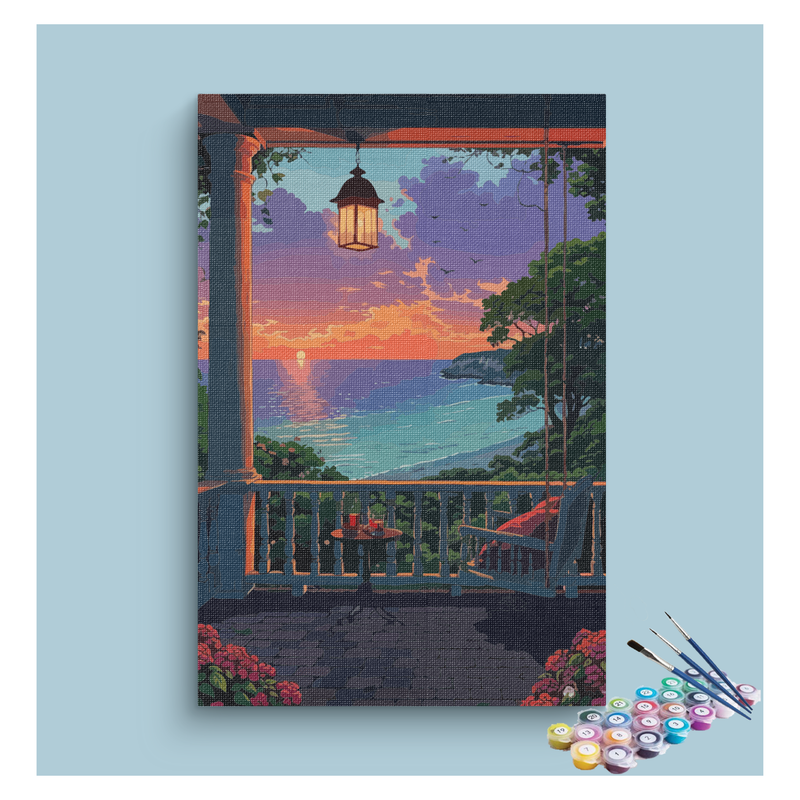 Seaside Porch Sunset View Paint by Numbers Kit