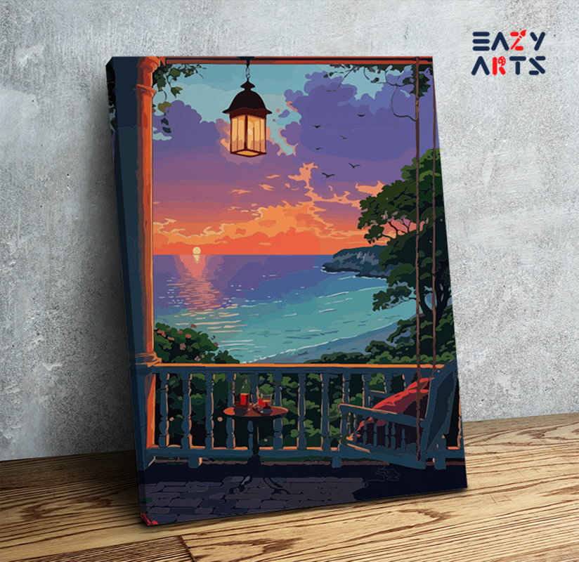 Seaside Porch Sunset View Paint by Numbers Kit