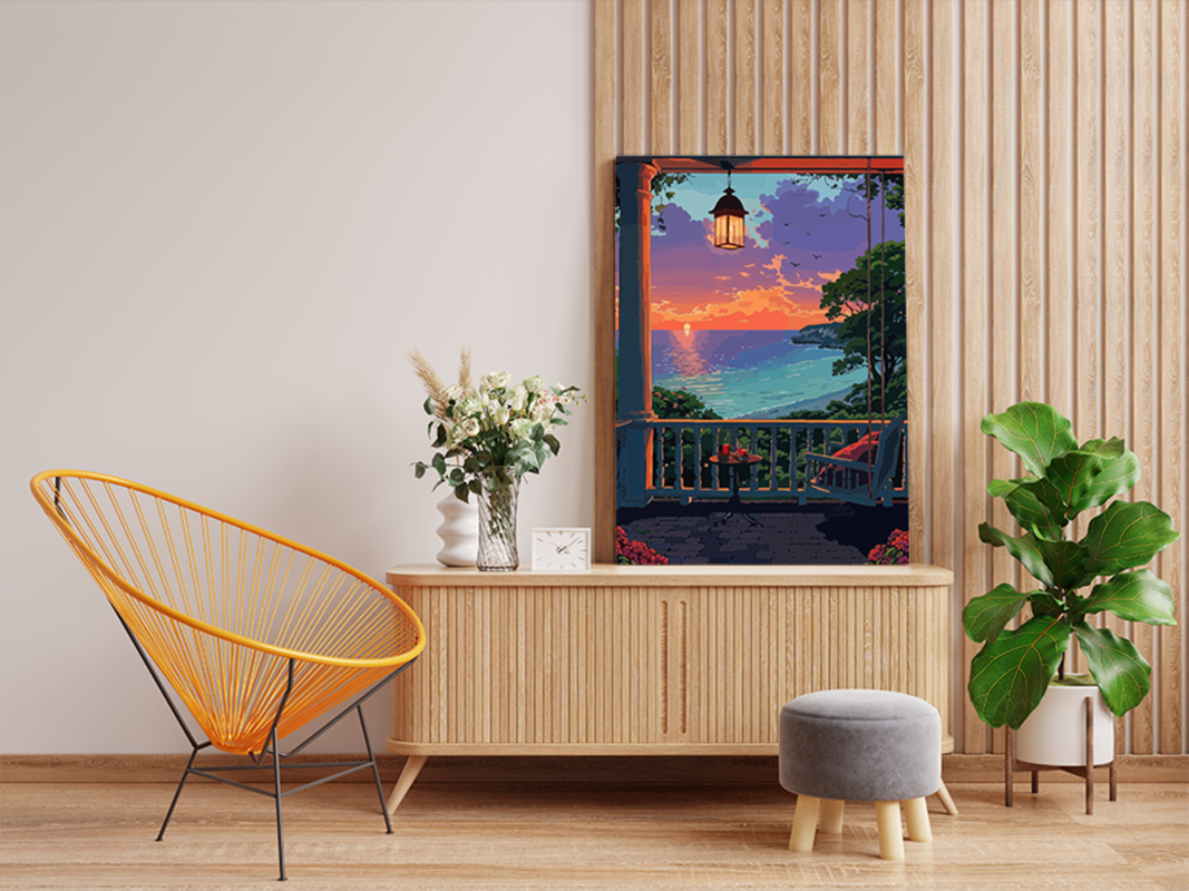 Seaside Porch Sunset View Paint by Numbers Kit