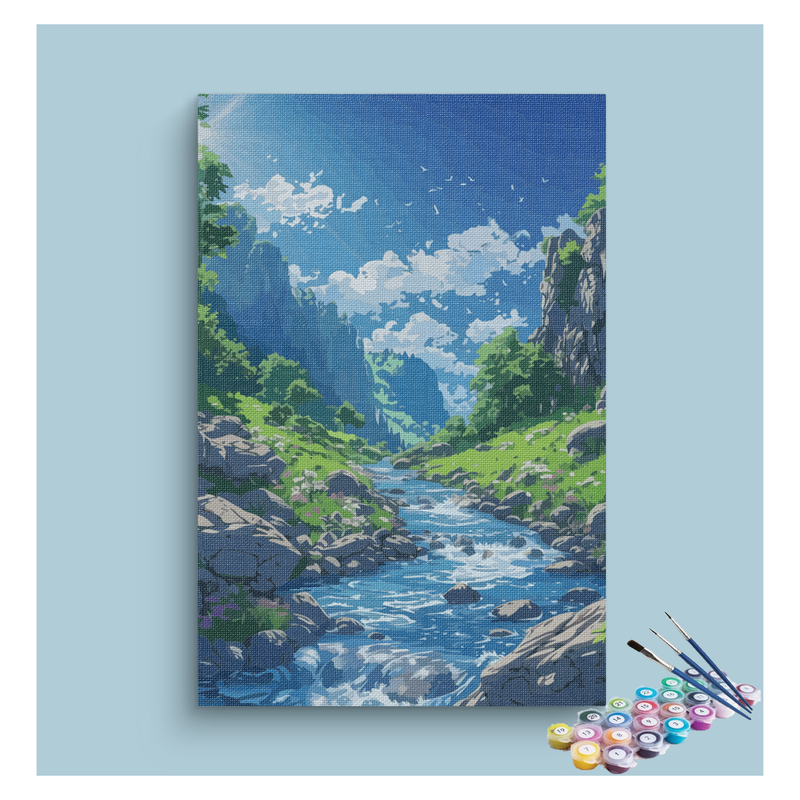 Mountain Stream and Valley Paint by Numbers Kit