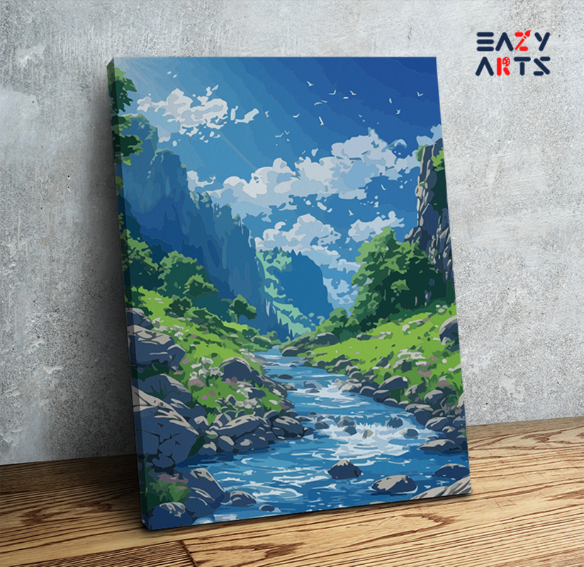 Mountain Stream and Valley Paint by Numbers Kit
